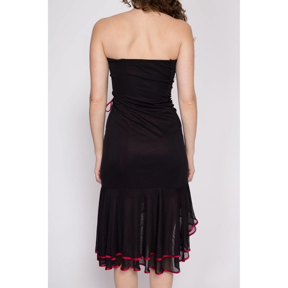 Y2K Gothic Black & Red Metallic Strapless Party Dress - Extra Small | Vintage - Picture 5 of 6